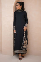 Pakistani Black Ari Embroidered Crepe Silk Salwar Kameez (3-Piece) - Image 5