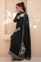 Pakistani Black Ari Embroidered Crepe Silk Salwar Kameez (3-Piece) - Image 6