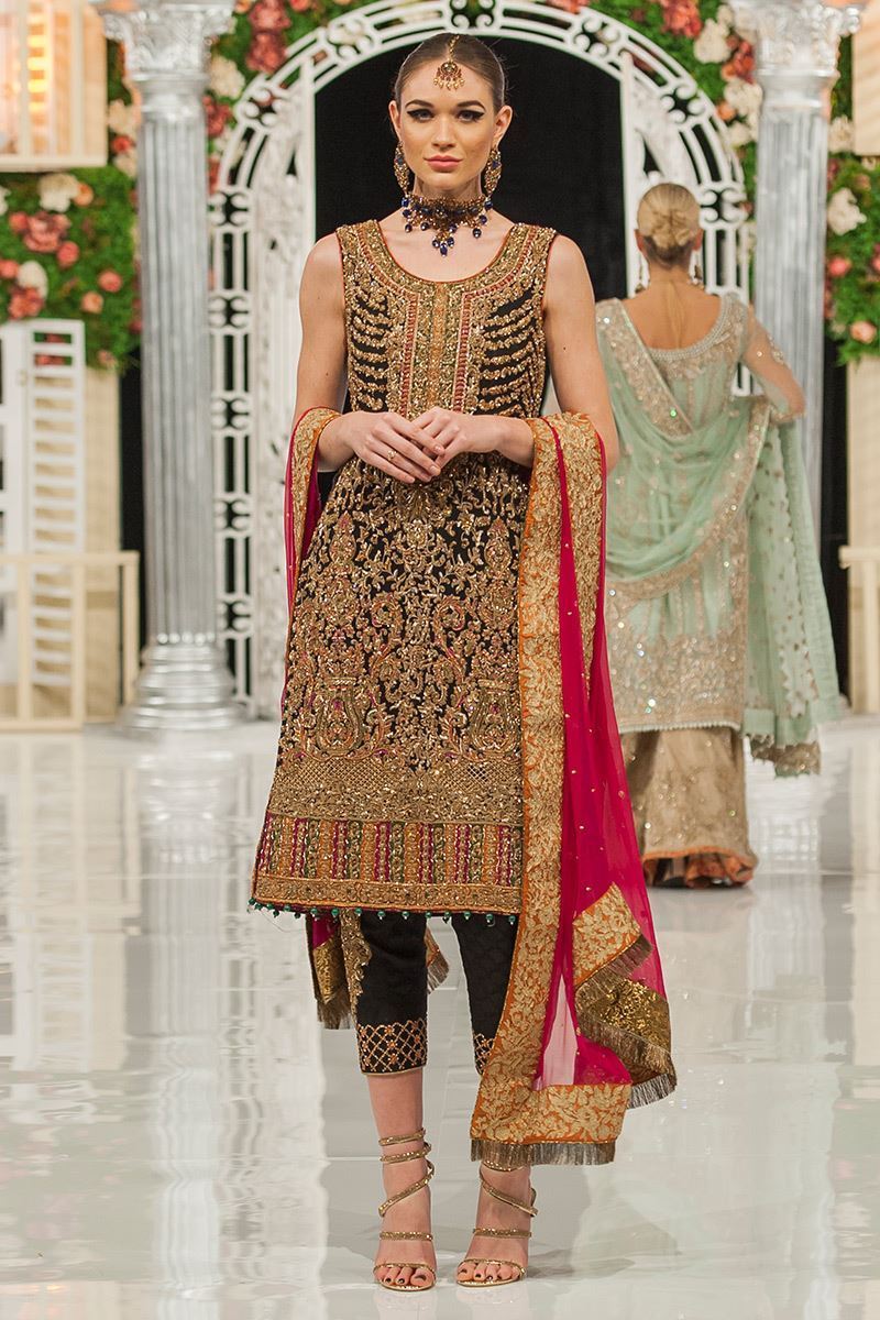 Pakistani Black Embroidered Georgette Chiffon Salwar Kameez (3-Piece) - Image 1