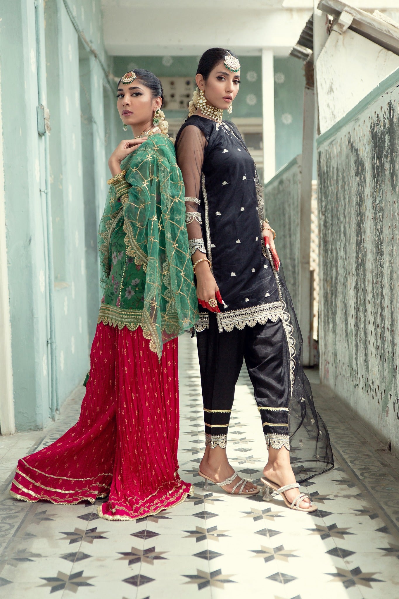 Black Embroidered Net Salwar Kameez (4-Piece) - Image 10