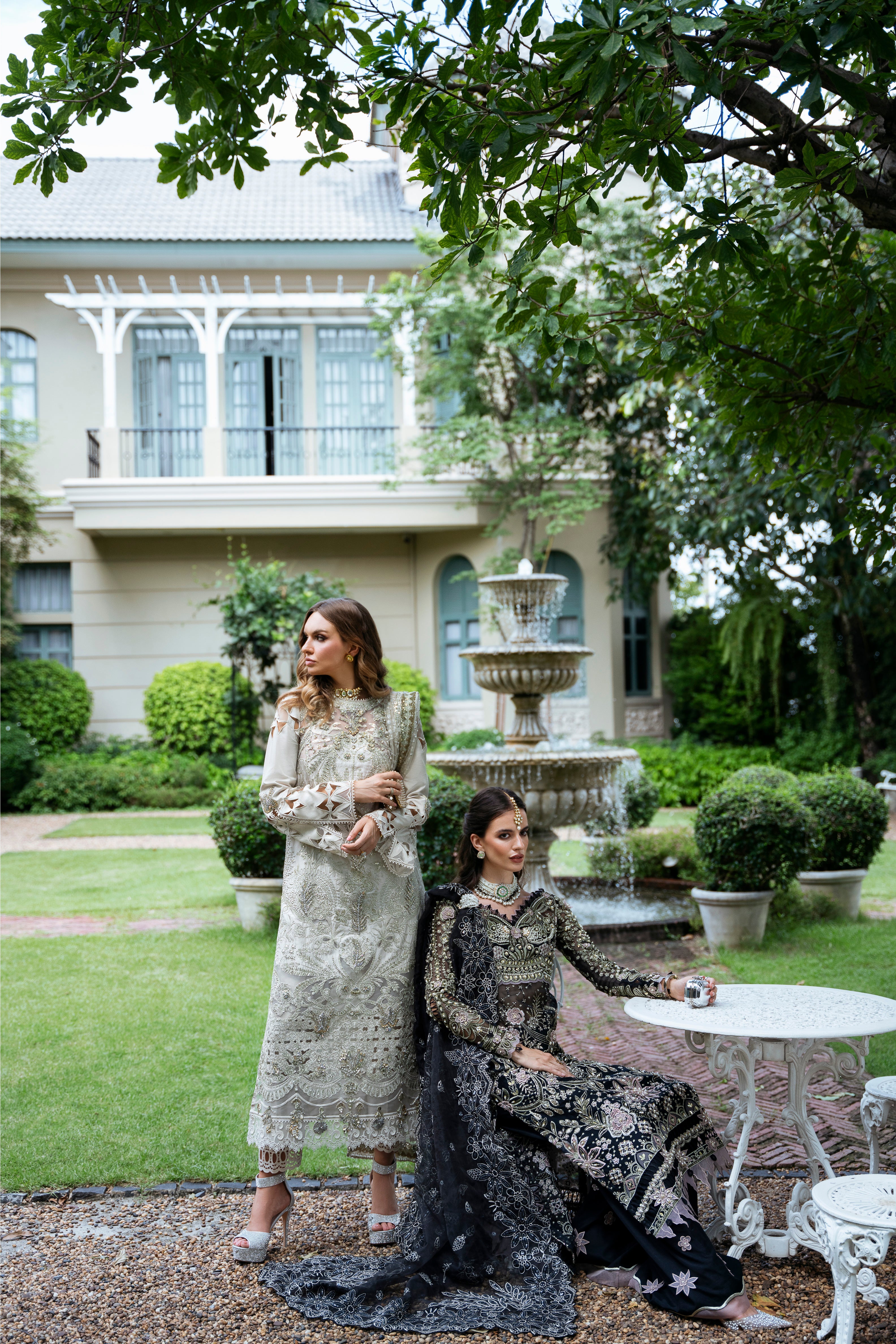 Pakistani Black Embroidered Organza Salwar Kameez (3-Piece) - Image 9