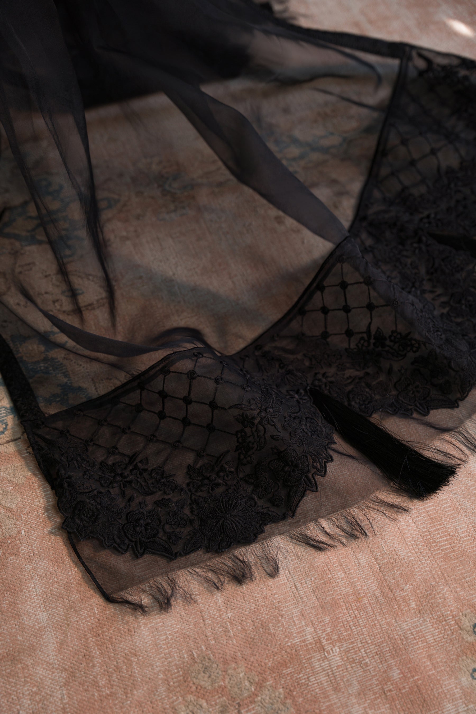 Pakistani Black Sequin Embroidered Organza & Silk Salwar Kameez (4-Piece) - Image 6