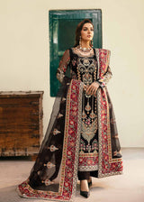 Pakistani Black Embroidered Organza & Grip Salwar Kameez (3-Piece) - Image 2