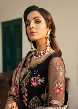 Pakistani Black Embroidered Organza & Grip Salwar Kameez (3-Piece) - Image 3