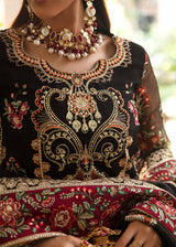 Pakistani Black Embroidered Organza & Grip Salwar Kameez (3-Piece) - Image 4