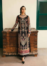 Pakistani Black Embroidered Organza & Grip Salwar Kameez (3-Piece) - Image 5