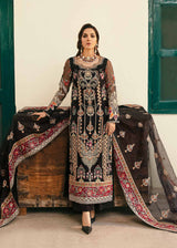 Pakistani Black Embroidered Organza & Grip Salwar Kameez (3-Piece) - Image 6