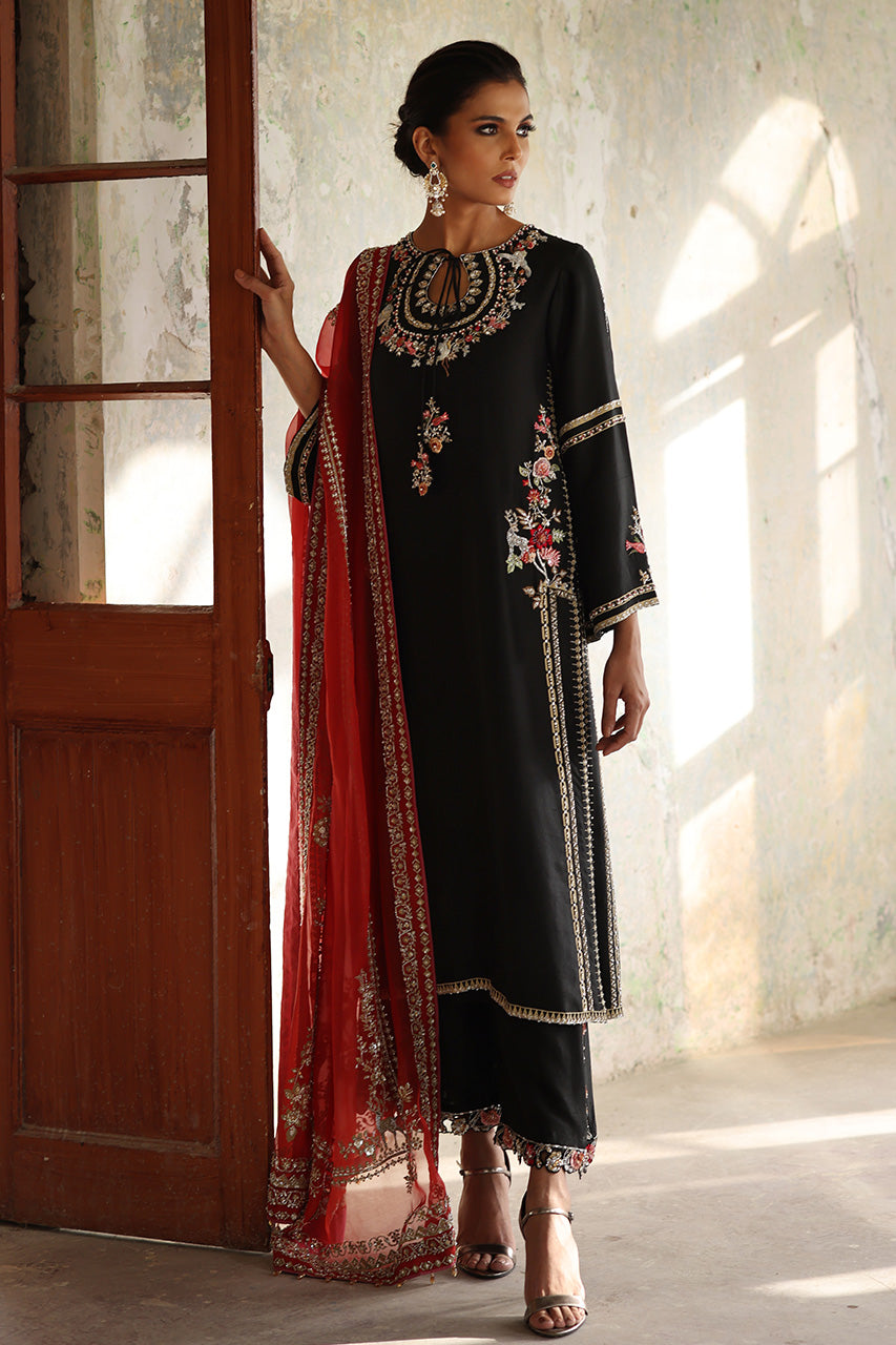 Black Zardozi Raw Silk Salwar Kameez (3-Piece) - Image 5