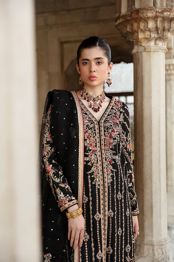 Black Embroidered Self Jamavar Salwar Kameez (3-Piece) - Image 1