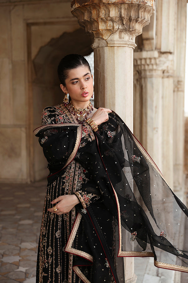 Black Embroidered Self Jamavar Salwar Kameez (3-Piece) - Image 3