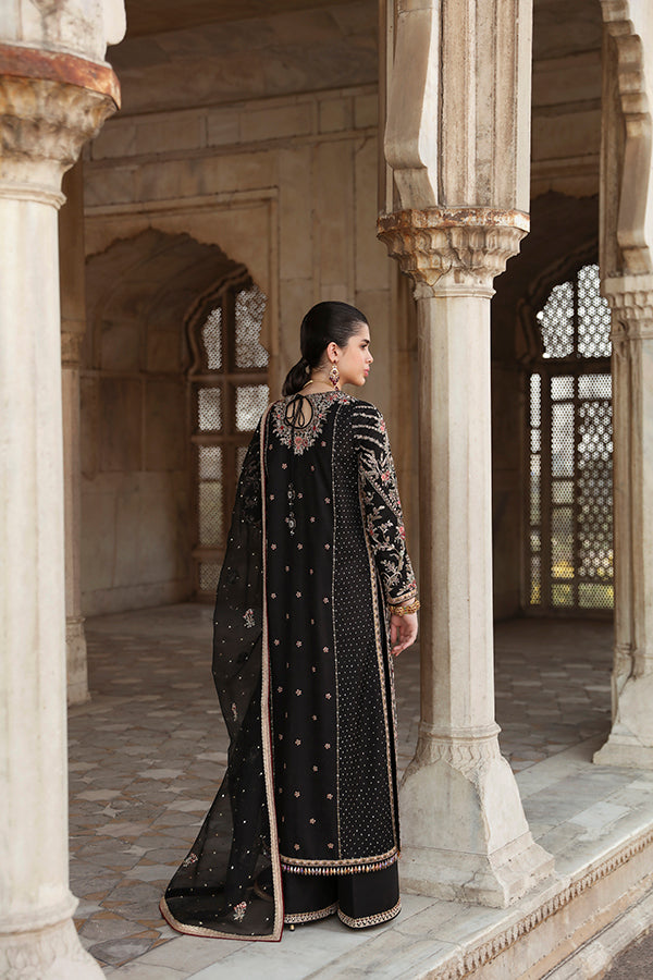 Black Embroidered Self Jamavar Salwar Kameez (3-Piece) - Image 4