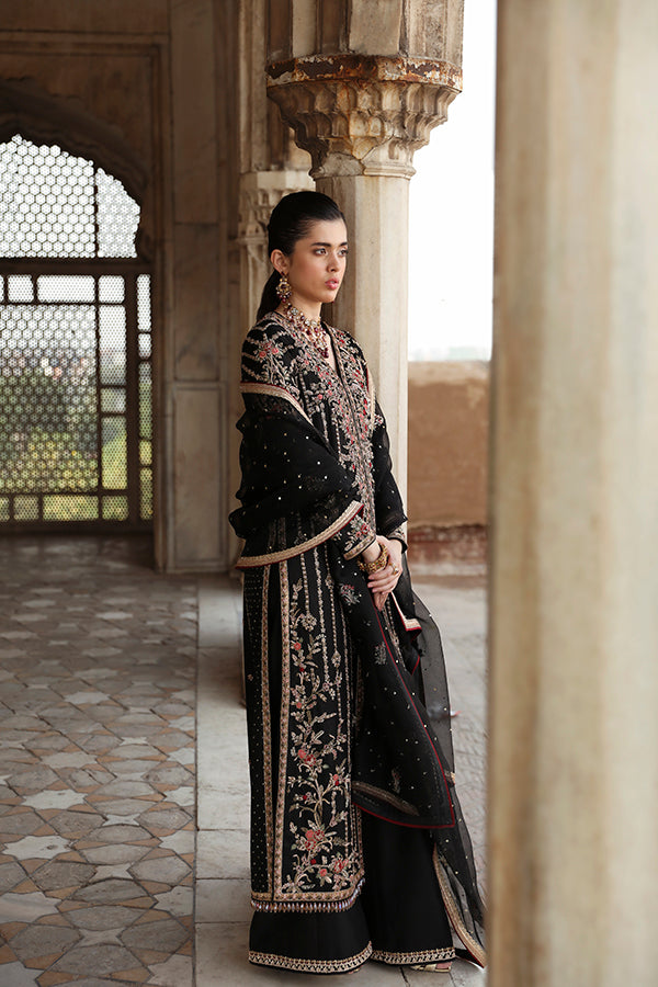 Black Embroidered Self Jamavar Salwar Kameez (3-Piece) - Image 5