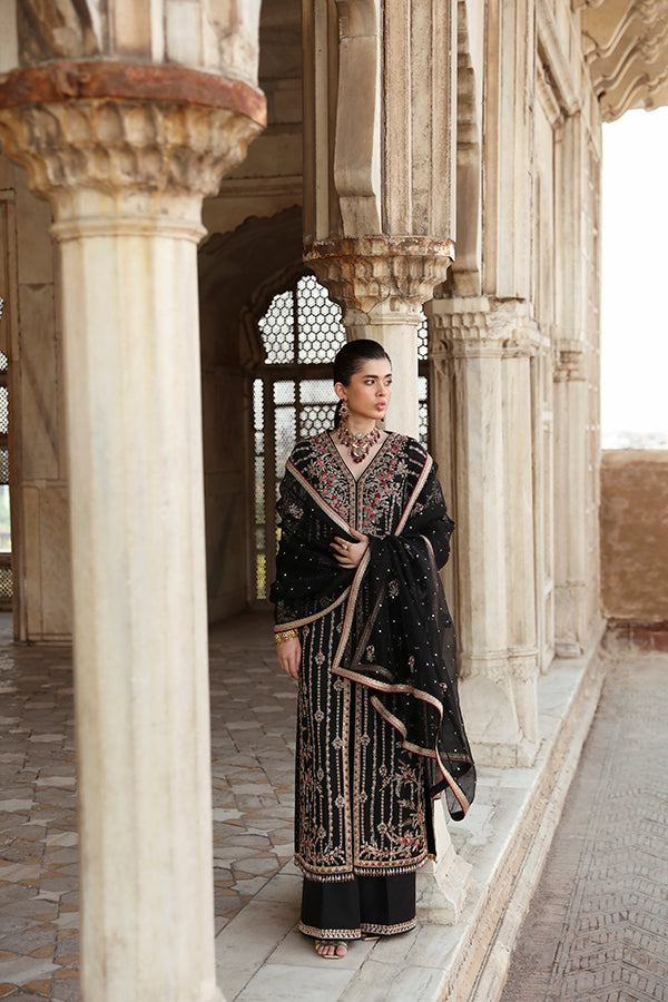 Black Embroidered Self Jamavar Salwar Kameez (3-Piece) - Image 7