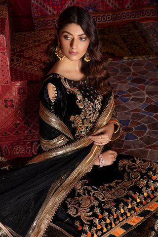 Pakistani Black Embroidered Silk Velvet Salwar Kameez (3-Piece) - Image 5