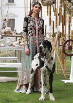 Pakistani Black & Teal Embroidered Tissue Rawsilk Jacket (2-Piece) - Image 3