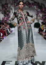 Pakistani Black & Teal Embroidered Tissue Rawsilk Jacket (2-Piece) - Image 5