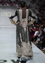 Pakistani Black & Teal Embroidered Tissue Rawsilk Jacket (2-Piece) - Image 6