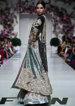 Pakistani Black & Teal Embroidered Tissue Rawsilk Jacket (2-Piece) - Image 7