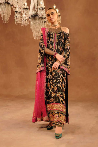 Black Hand-Embellished Tissue Silk Salwar Kameez (3-Piece) - Image 3