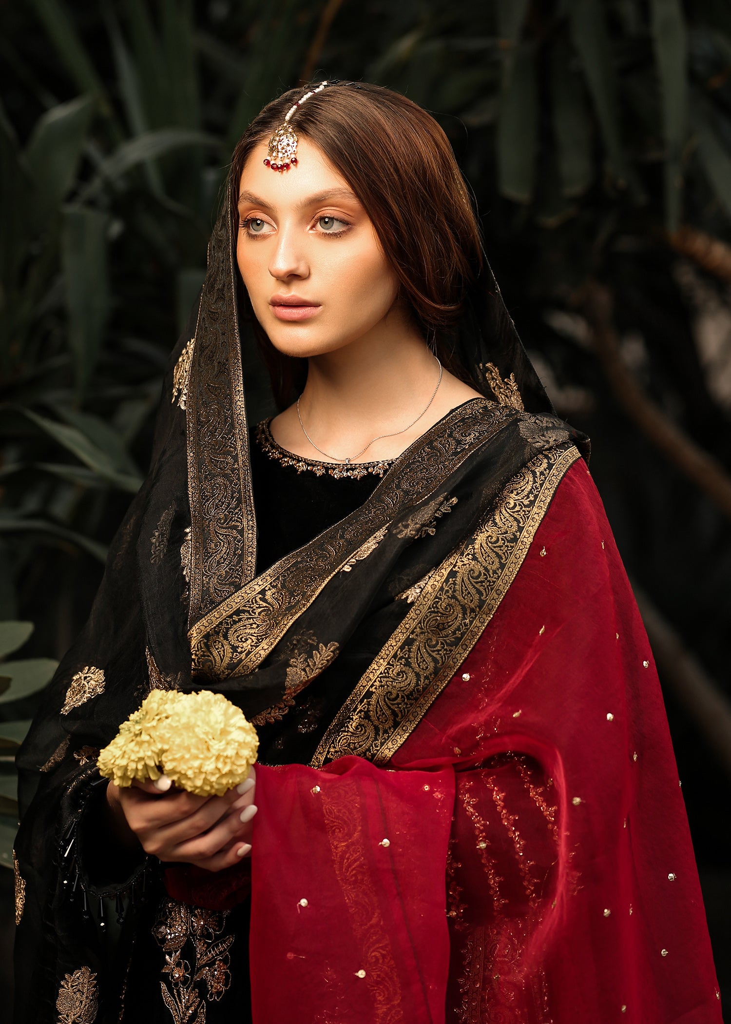 Pakistani Black Embroidered Velvet Salwar Kameez (3-Piece) - Image 4