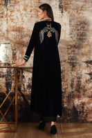 Pakistani Black Embroidered Velvet Jacket Set (2-Piece) - Image 7