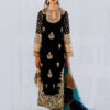 Black Gold Embroidered Velvet Salwar Kameez (3-Piece) - Image 2
