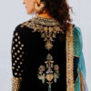 Black Gold Embroidered Velvet Salwar Kameez (3-Piece) - Image 3