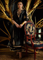 Black Kora Dabka Velvet Salwar Kameez (3-Piece) - Image 2