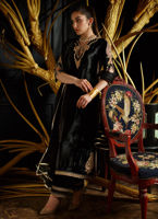 Black Kora Dabka Velvet Salwar Kameez (3-Piece) - Image 4