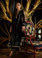 Black Kora Dabka Velvet Salwar Kameez (3-Piece) - Image 5