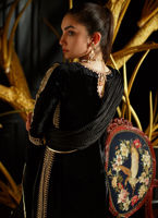 Black Kora Dabka Velvet Salwar Kameez (3-Piece) - Image 9