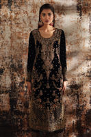 Black Embellished Velvet Salwar Kameez (3-Piece) - Image 6