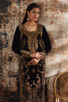 Black Embellished Velvet Salwar Kameez (3-Piece) - Image 7