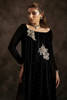 Pakistani Jet Black Embellished Velvet Salwar Kameez (3-Piece) - Image 3