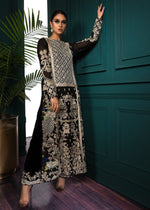 Black Velvet Embroidered Salwar Kameez (3-Piece) - Image 2