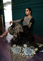 Black Velvet Embroidered Salwar Kameez (3-Piece) - Image 3