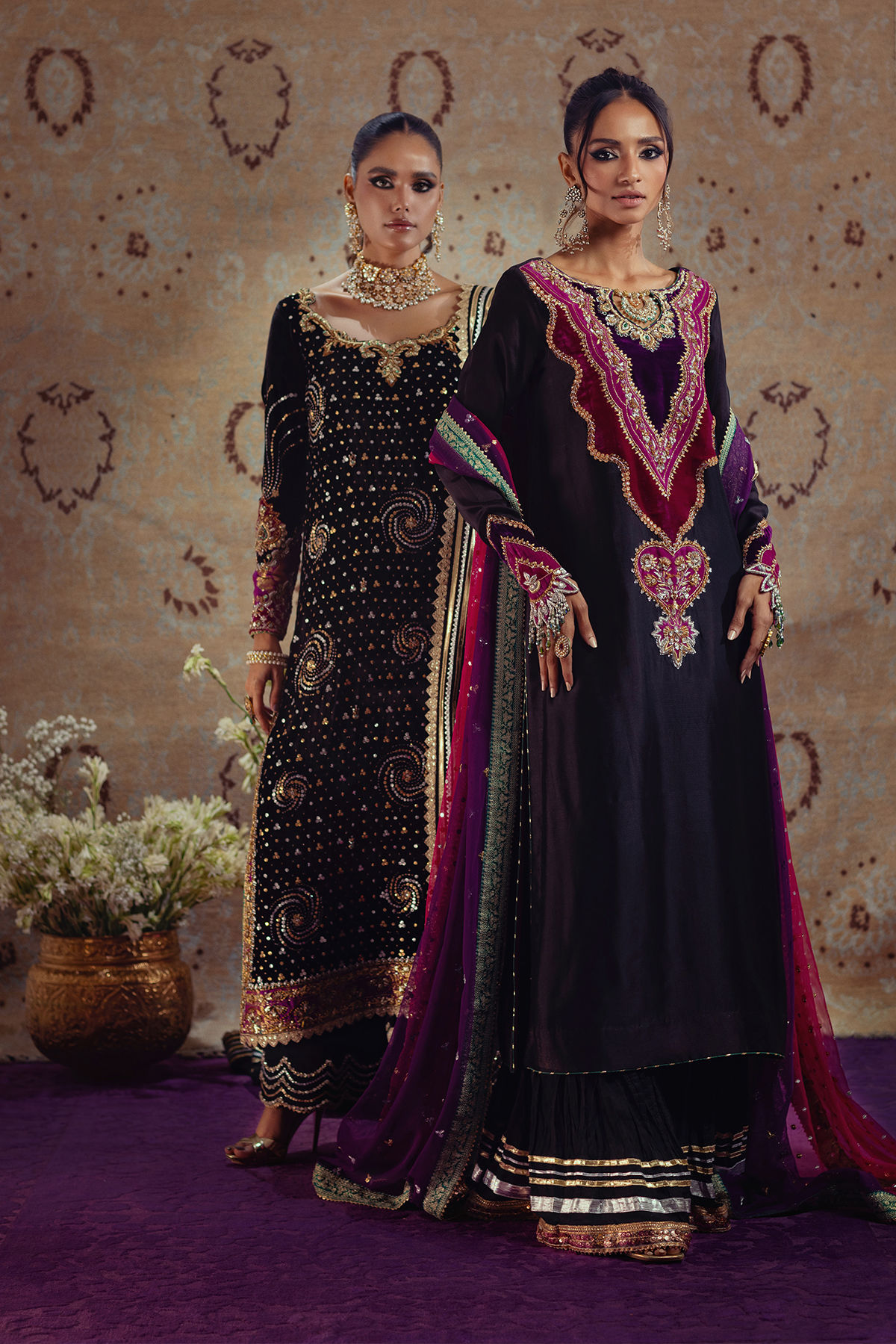 Pakistani Black Zardozi Velvet Salwar Kameez (3-Piece) - Image 12