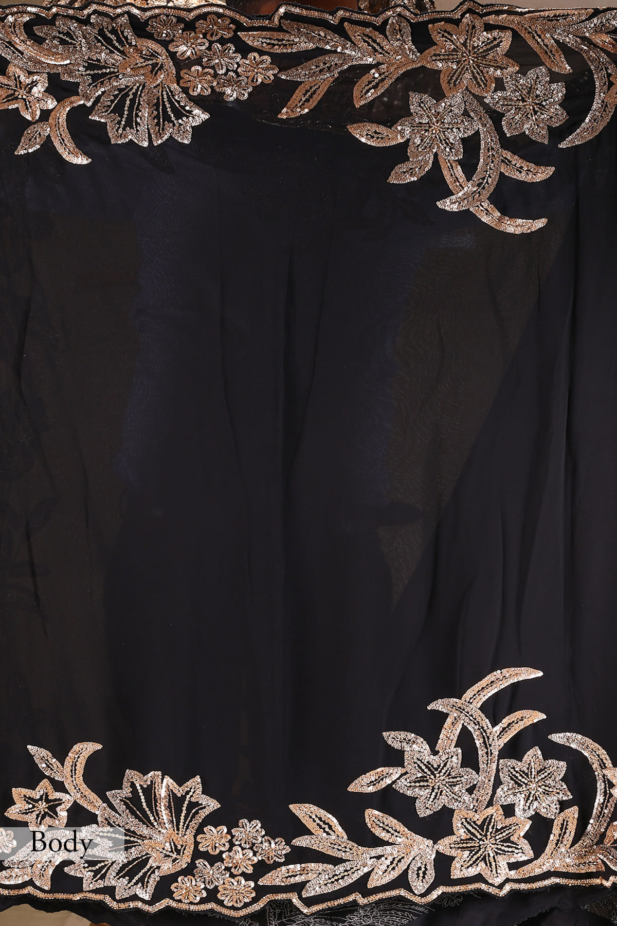 Black Sequin Embroidered Georgette Saree (2-Piece) - Image 12