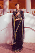 Pakistani Black Embellished Net Saree (2-Piece) - Image 4