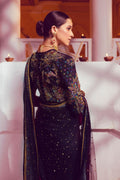 Pakistani Black Embellished Net Saree (2-Piece) - Image 5