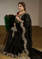 Pakistani Black Embellished Organza Saree with Chanderi Silk Blouse (2-Piece) - Image 5
