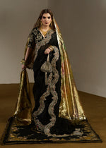 Pakistani Black Embellished Organza Saree with Chanderi Silk Blouse (2-Piece) - Image 7