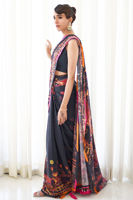 Black Embellished Pure Raw Silk Saree (3-Piece) - Image 11