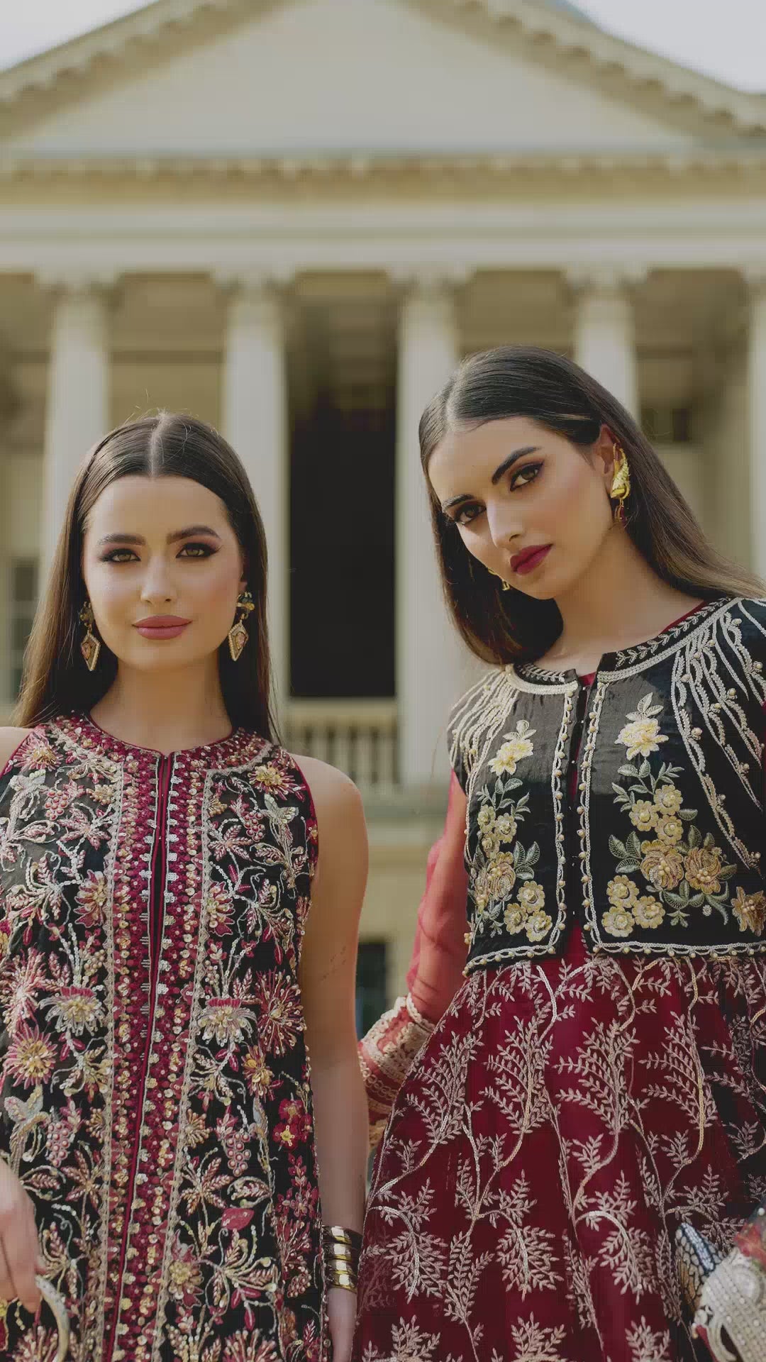 Pakistani Black Embroidered Organza Sharara Set (2-Piece) - Image 5