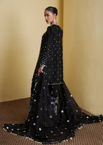 Jet Black Embroidered Pure Raw Silk Sharara (3-Piece) - Image 4