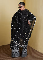 Jet Black Embroidered Pure Raw Silk Sharara (3-Piece) - Image 5