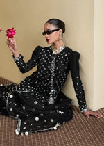 Jet Black Embroidered Pure Raw Silk Sharara (3-Piece) - Image 7