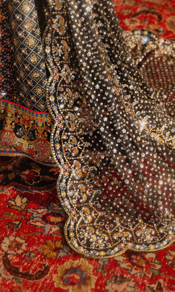 Black Embellished Silk Sharara Set (3-Piece) - Image 10