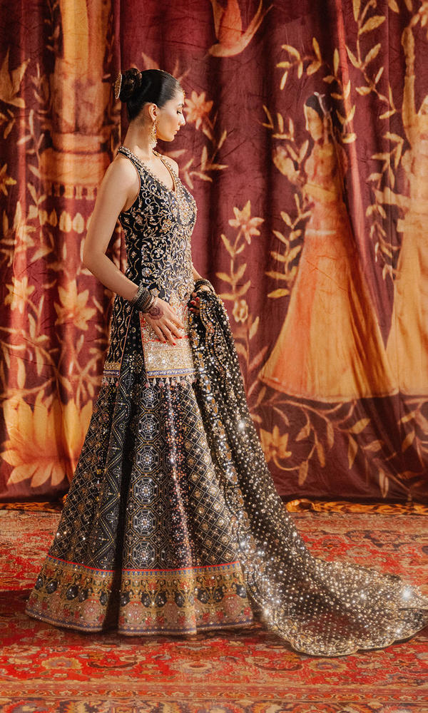 Black Embellished Silk Sharara Set (3-Piece) - Image 6