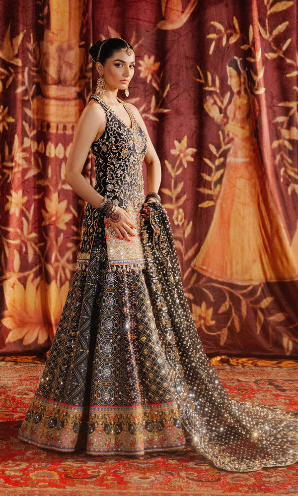 Black Embellished Silk Sharara Set (3-Piece) - Image 8